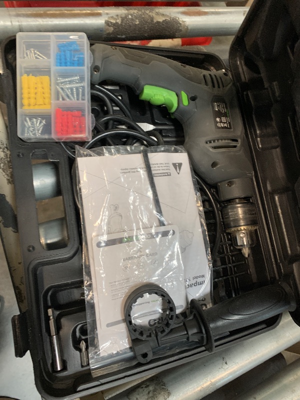 Photo 1 of *** NON FUNCTIONAL DRILL. SALE FOR PARTS. FINAL SALE **** GALAX PRO 5Amp 1/2-inch Hammer Drill with 105pcs Accessories, Variable Speed 0-3000, Hammer and Drill 2 Functions in 1, 360°Rotating Handle, Depth Gauge, Carrying Case Included
