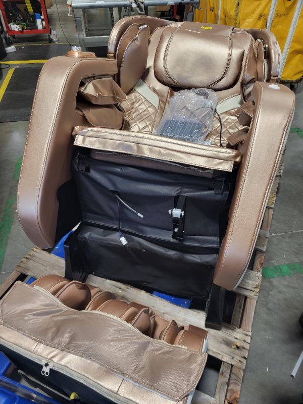 Photo 1 of MEROUS 4D Zero Gravity Massage Chair Recliner, Easy Control SL-Track Shiatsu Massage Chair Full Body with Body Scan,Waist Heating,Bluetooth,Foot Rollers,32 Airbags&Extended Footrest (Gold)