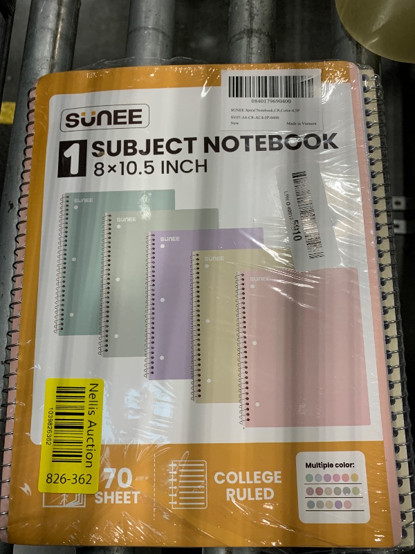 Photo 1 of SUNEE Spiral Notebooks, 1-Subject, 5 Pack, College Ruled Paper, 8" x 10-1/2", 70 Sheets per Notebook,3-Hole Punched Paper, Pink,Purple, Blue, Green, Yellow Spiral Lined Notebooks for School,Work