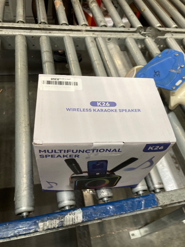 Photo 1 of Karaoke Machine,Portable Bluetooth Speaker with 2 Wireless Microphone for Adults & Kids with LED Lights, Karaoke Microphone with PA System Supports USB/TF/AUX,Gift for Party (Black)