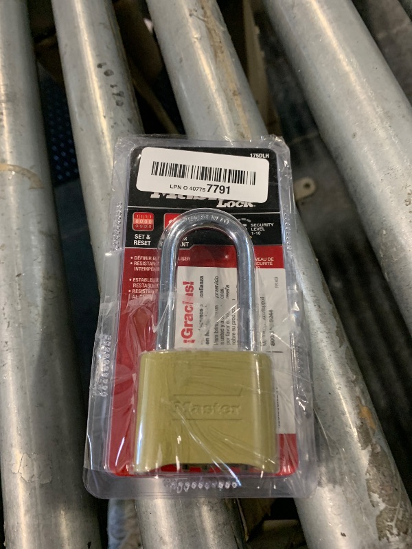 Photo 1 of **MISSING ONE**Master Lock Brass Combination Lock, Gate Lock for Outdoor Fence or Shed, Customizable Combination Padlock with Extended 2-1/4-Inch-Long Shackle, 1 Pack, 175LHEC2**** only 1 pcs