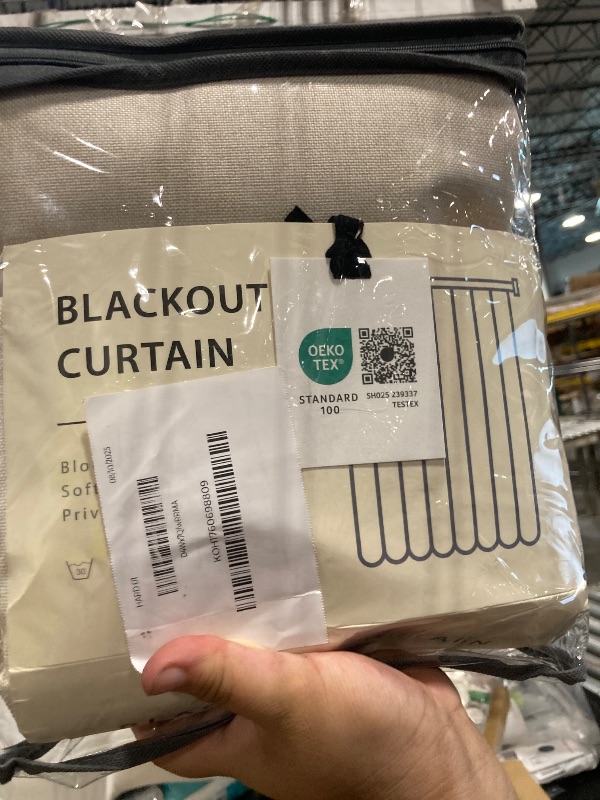 Photo 1 of 100% Blackout Shield Linen Blackout Curtains for Bedroom 96 Inches Long, Back Tab/Rod Pocket Living Room Drapes, Thermal Insulated Blackout Curtains 2 Panels Set, 50" W x 96" L,Cream