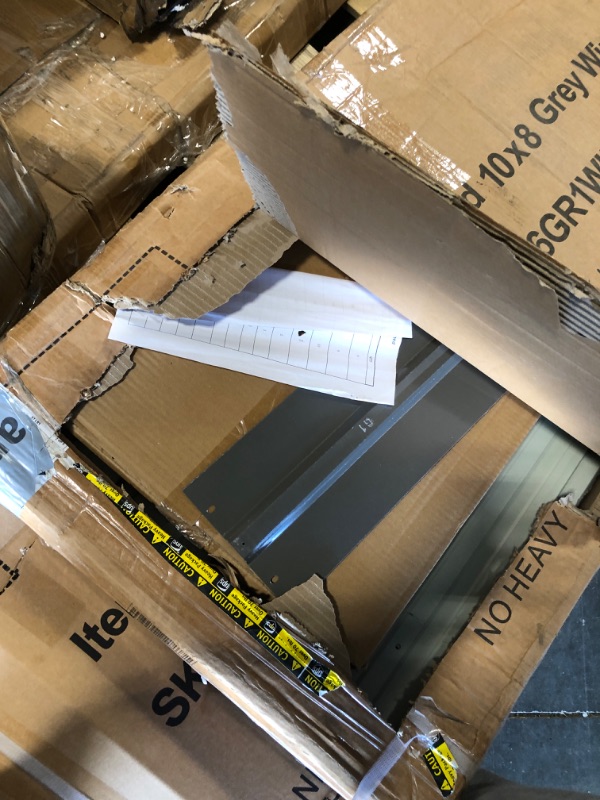 Photo 1 of **MISSING BOX 1/3. ONLY 2 BOXES**
10' x 8' Large Outdoor Storage Shed, Sturdy Metal Building w/Windows & Lockable Doors for Garden, Backyard, Poolside and Lawn, Grey
