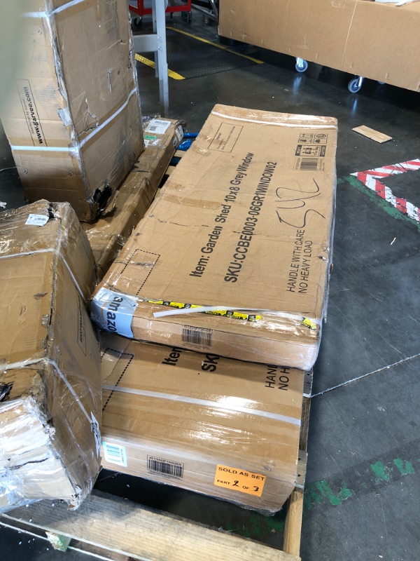 Photo 1 of **MISSING BOX 1/3. ONLY 2 BOXES**
10' x 8' Large Outdoor Storage Shed, Sturdy Metal Building w/Windows & Lockable Doors for Garden, Backyard, Poolside and Lawn, Grey