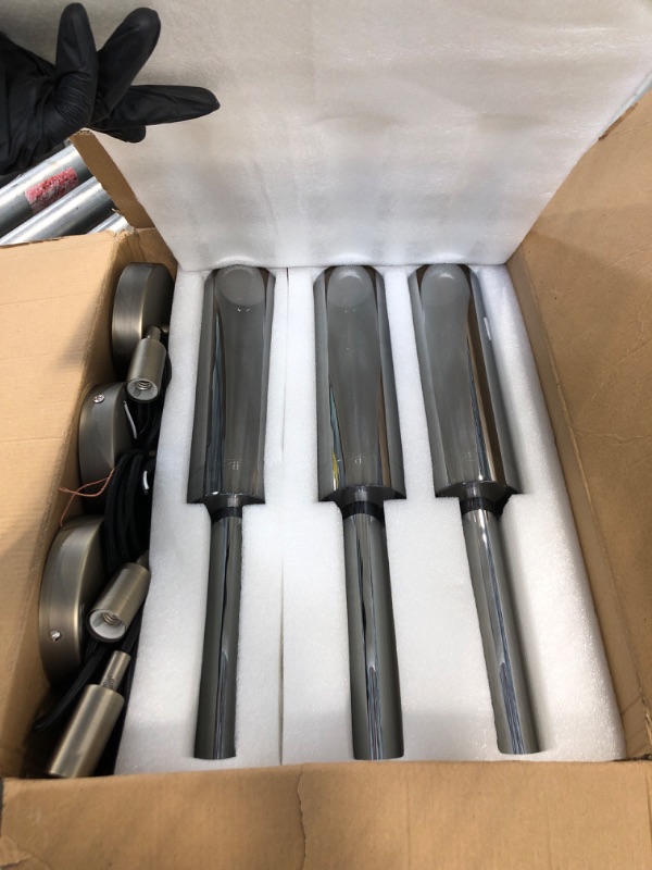 Photo 1 of ***Missing parts***LBSQJ Crystal Pendant Light, Modern Kitchen Light Fixtures Mini Pendant Lights Industrial Pendant Lighting for Kitchen Island Dining Room Bedroom Entryway, Smoky Gray(3 Pack)