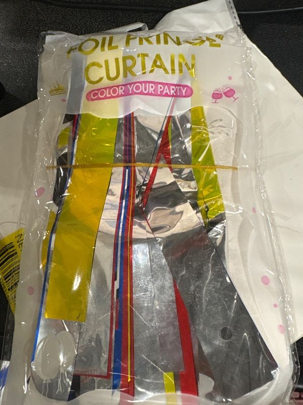 Photo 1 of  Blue Red Gold Foil Fringe Backdrop Curtains,