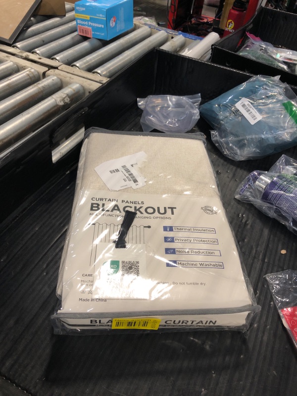 Photo 1 of 100% Blackout Shield Linen Blackout Curtains for Bedroom 84 Inches Long, Back Tab/Rod Pocket Living Room Drapes, Thermal Insulated Blackout Curtains 2 Panels Set, 50" W x 84" L, Cream