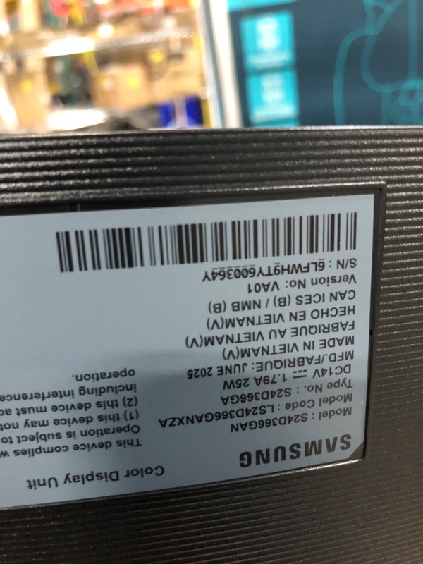Photo 1 of **SCREEN IS DAMAGED**Samsung 24" Essential S3 (S36GD) Series FHD 1800R Curved Computer Monitor, 100Hz, Game Mode, Advanced Eye Comfort, HDMI and D-sub Ports, LS24D366GANXZA
