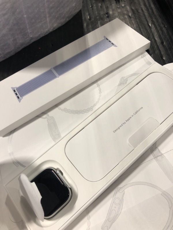 Photo 1 of **LOCKED**Apple Watch Series 10 [GPS 42mm case] Smartwatch with Silver Aluminium Case with Blue Cloud Sport Loop. Fitness Tracker, ECG App, Always-On Retina Display, Carbon Neutral