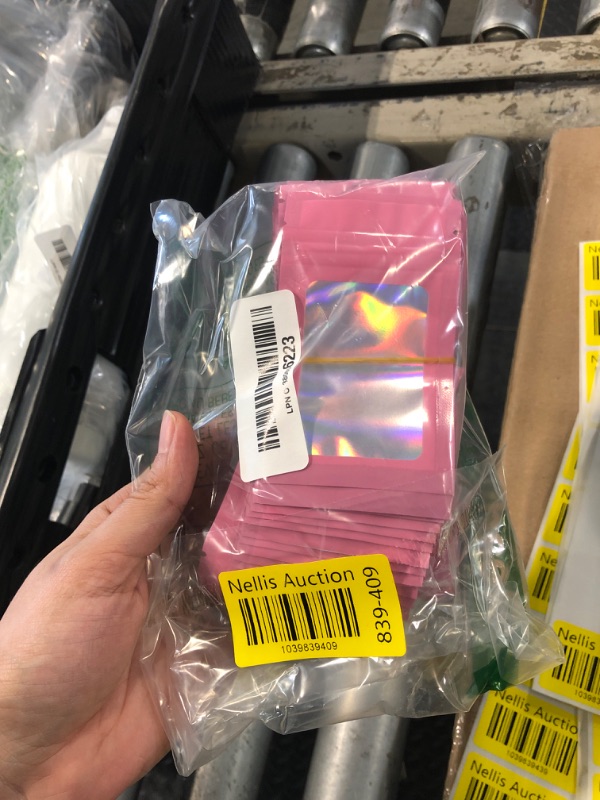 Photo 1 of 100 Pack Holographic Bags, Resealable Bags Packaging Bag with Clear Window Resealable Odor Foil Pouch for Food Storage, Lipgloss&Jewelry Lash Packaging(Pink, 2.4 x 3.9 Inch)