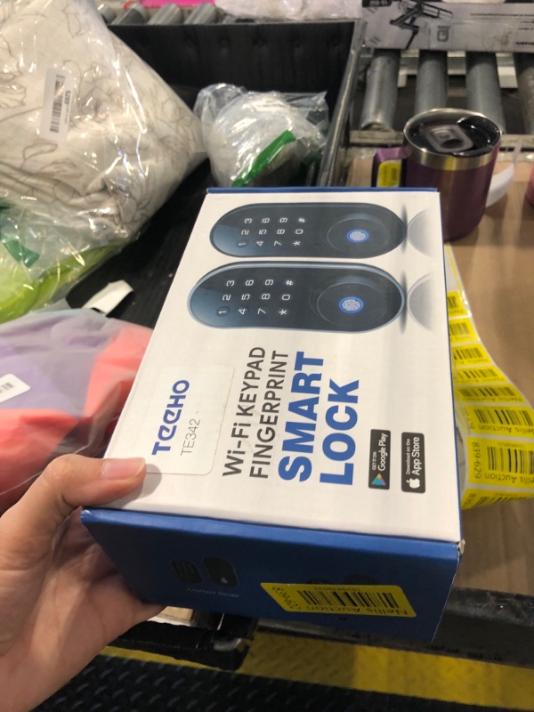 Photo 1 of ***KEY MISSING*** TEEHO TE342 Fingerprint Smart Keyless Entry Door Lock with Keypad, Bluetooth App Remote Control - Electronic Deadbolt for Front Door - Auto Lock - Matte Black