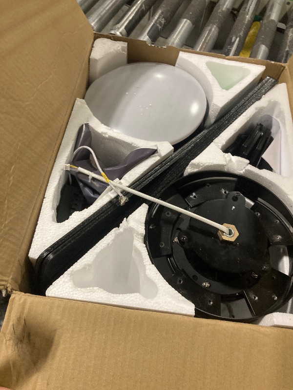 Photo 1 of ***MISSING PARTS***BYKISTOK Black Ceiling Fans with Lights - 52In Flush Mount Ceiling Fan Light with Remote, 3CCT Dimmable and 6 Wind Speeds, Modern Low Profile Fan Light for Indoor Bedroom, Covered Outdoor