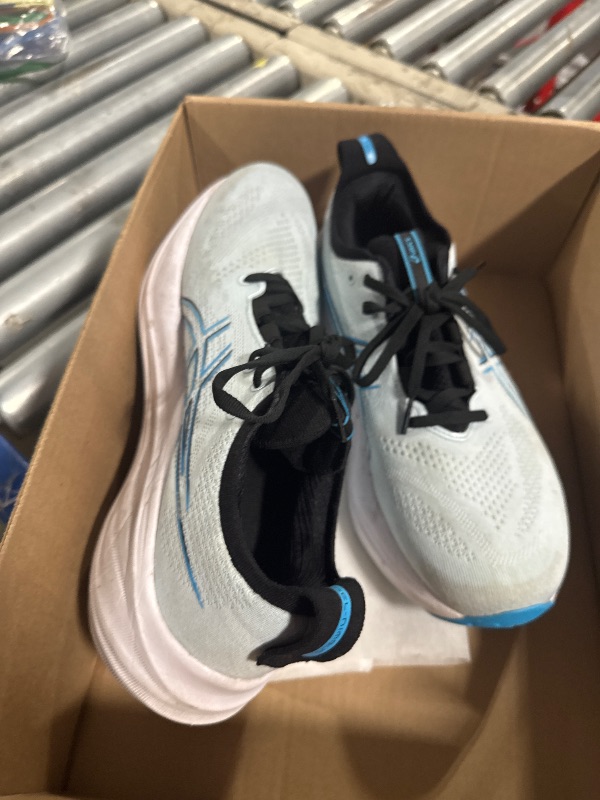 Photo 1 of ** USED - DIRTY ** ASICS Men's Gel-Nimbus 26 Running Shoes, 9.5, Cool Grey/Bright Cyan