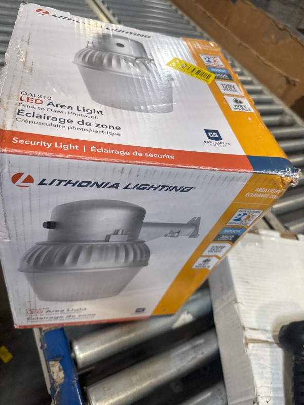 Photo 1 of ** DAMAGE MINOR*8 Lithonia Lighting LED Outdoor Flood Light Fixture, Exterior Dusk Dawn Security Light with Photocell Sensor, Gray (OALS10)