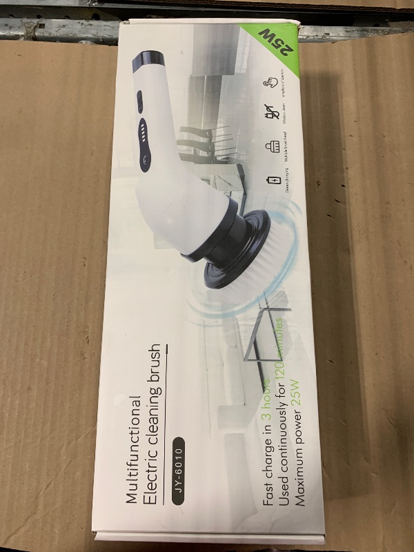 Photo 1 of (SPARE PARTS) Electric Spin Scrubber, Cordless Cleaning Brush, Shower Scrubber with 9 Brush Heads 2H Power Dual Speed, Adjustable Extension Handle, IPX7 Waterproof for Tub Tile Floor Car, O-White