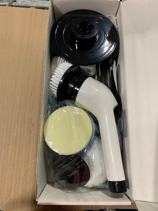 Photo 1 of (SPARE PARTS) Electric Spin Scrubber, Cordless Cleaning Brush, Shower Scrubber with 9 Brush Heads 2H Power Dual Speed, Adjustable Extension Handle, IPX7 Waterproof for Tub Tile Floor Car, O-White