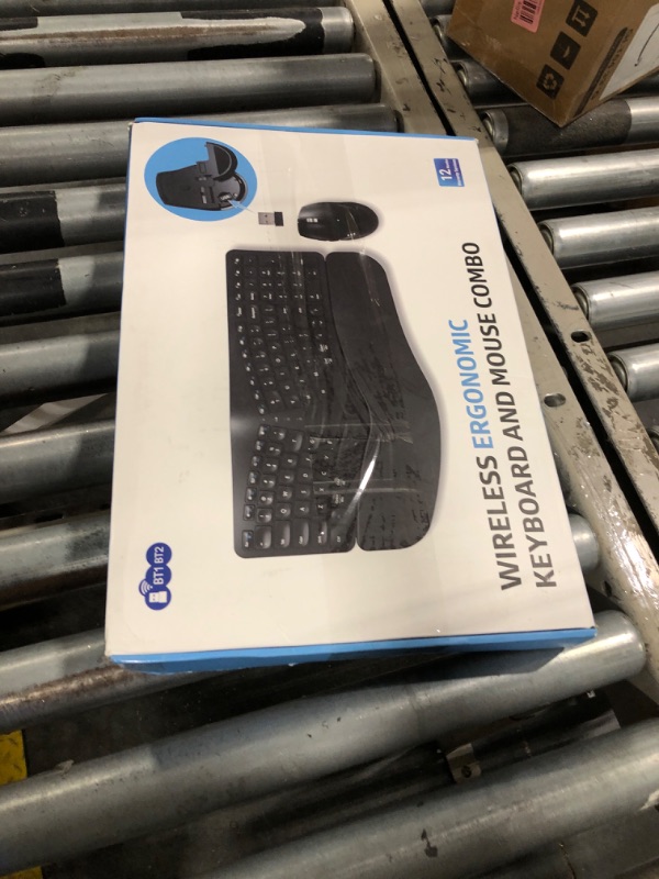 Photo 1 of MK960 Ergonomic Wireless Keyboard Mouse Combo, Bluetooth/2.4G Split Design Keyboard with Palm Rest and 4 Level DPI Adjustable Wireless Mouse Multi-Device, Rechargeable, for Windows/Mac/Android