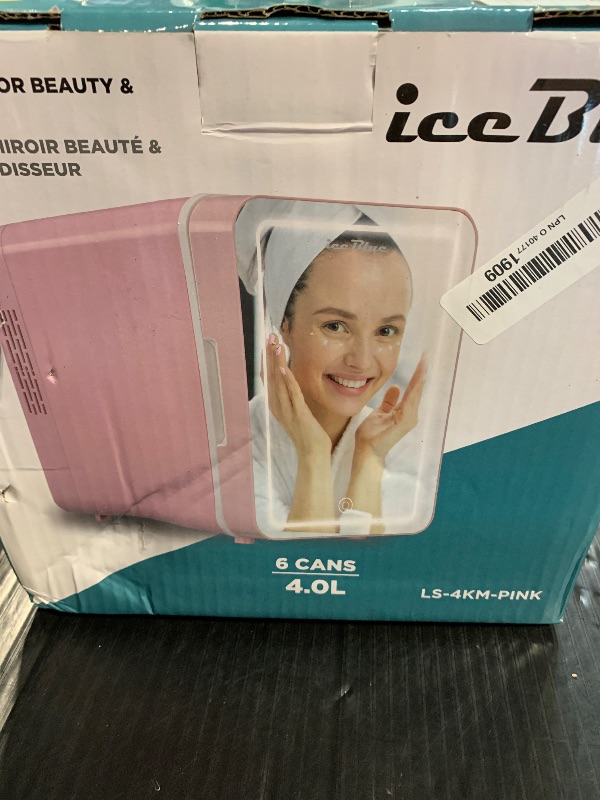 Photo 1 of (SPARE PARTS) Iceblue Skincare Fridge with Dimmable LED Light Mirror, 4L Compact Makeup Refrigerator for Bedroom, Car, Office & Dorm, Pink Mini Fridge for Beauty Essentials & Beverages(Pink)