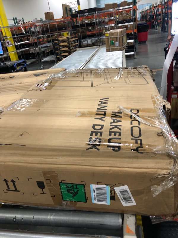 Photo 1 of ***BROKEN/ MISSING HARDWARE, FOR PARTS*** 
Decofy White Vanity Desk with Mirror and Lights Makeup Vanity with Drawers & Cabinet, 3 Lighting Modes & 10 Brightness Levels,Vanity for Bedroom & Dressing Room (White)