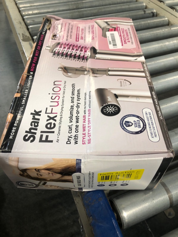 Photo 1 of **ONE OF THE WRAP CURLERS IS DAMAGED(SHOWN IN LAST PHOTO)**Shark FlexFusion Hair Dryer with Fusion Hair Brush, Ceramic Air Styler with Auto-Wrap Hair Curlers & Concentrator, Ceramic Plates, Metallic Mist HD641