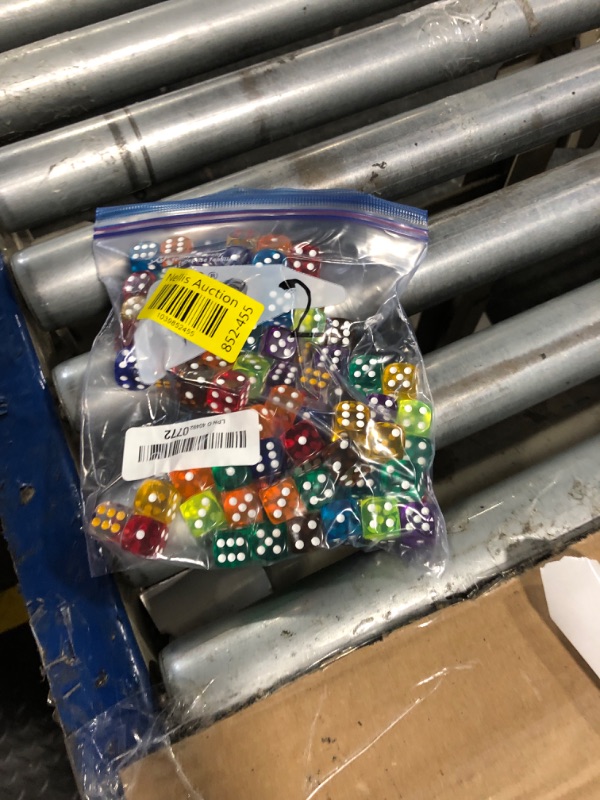 Photo 1 of 100pcs 16mm Game Dice D6 Six Sided of Rounded Translucent for Yahtzee,Tenzi, Farkle, Bunco, DND, MTG, RPG,Table Board Game or Teaching Math with a Beautiful Blue Drawstring Storage Bag