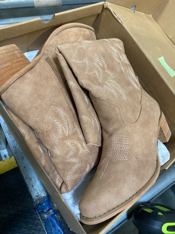 Photo 1 of **DAMAGE HEEL **IUV Cowboy Boots For Women Knee High Western Cowgirl Boots Snip Toe Side Zipper Chunky Heel