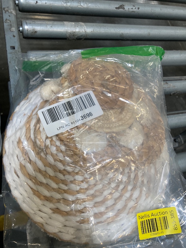 Photo 1 of **MISSING PARTS***7 Pack Boho Wall Basket Decor - Seagrass Rattan Wicker Wall Decor Round Handmade Hanging Rustic Flat Elegant Wall Art for Farmhouse Living Rooms Bedrooms Display Table Settings Kitchen Home