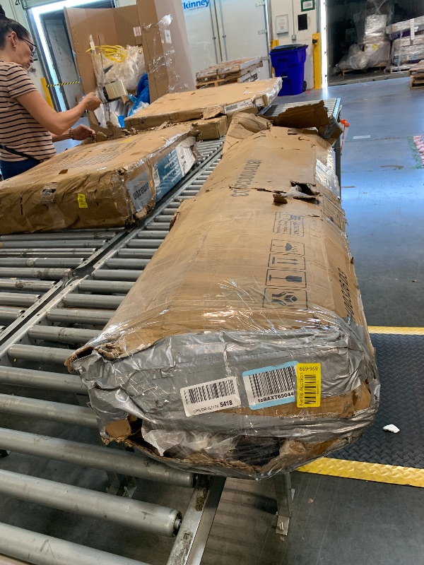 Photo 1 of **MISSING PARTS** BOX EN VERY BAD CONDITION**Feonase Floating Bed Frame King with Led Lights and Charging Station, Wood Full Size Bed Frame with Storage Headboard, Heavy Duty Metal Slats, No Box Spring Needed, Easy Assembly,Walnut