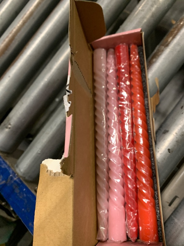 Photo 1 of 10 Inch Cream Spiral Taper Candles for Home Decoration, 4 Pack Red-Gradient Candlesticks for Dinner Party Wedding Holiday