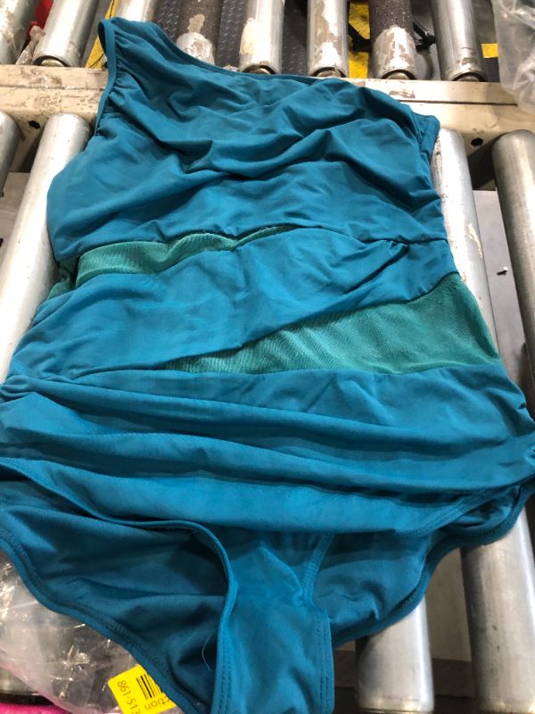 Photo 1 of ****USED***Aqua Eve Women Mesh One Piece Swimsuit - Tummy Control One Shoulder Bathing Suit Cut Out Swimwear 2025 Teal X-Large