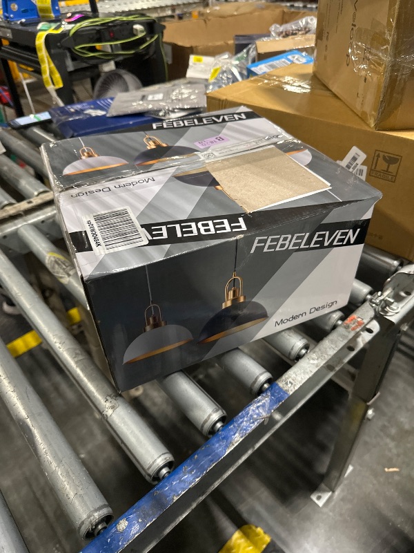 Photo 1 of ***MISSING HARDWARE***
Febeleven Matte Black Farmhouse Pendant Light, Adjustable Height, Vintage Hanging Industrial Ceiling Lights Fixture for Kitchen Island Hallway Dining Room 2 Pack