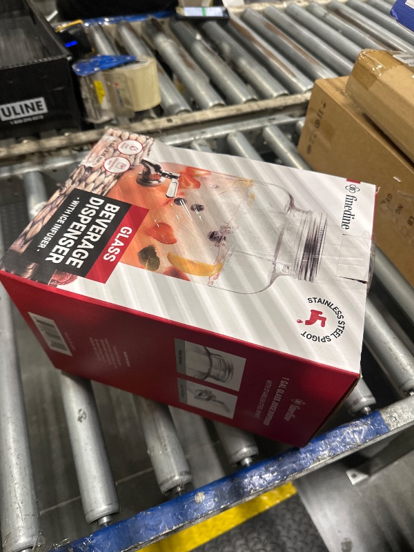 Photo 1 of **MISSING SPOUT AND NEEDS TO BE CLEANED** FineDine Glass Drink Dispenser for Fridge - 1 Gallon Water, Laundry Detergent, Juice or Beverage Dispenser for Parties with Spigot - Serveware for BBQ, Picnic, Pool Party and Social Events