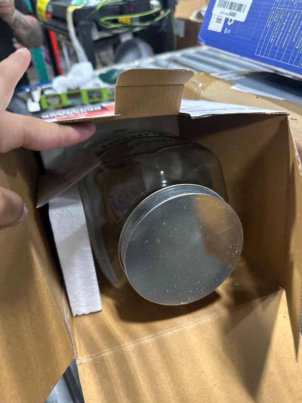 Photo 1 of **MISSING SPOUT AND NEEDS TO BE CLEANED** FineDine Glass Drink Dispenser for Fridge - 1 Gallon Water, Laundry Detergent, Juice or Beverage Dispenser for Parties with Spigot - Serveware for BBQ, Picnic, Pool Party and Social Events