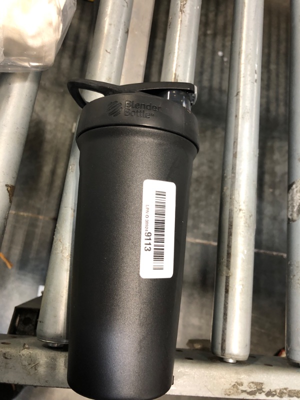 Photo 1 of BlenderBottle Strada Shaker Cup Insulated Stainless Steel Water Bottle with Wire Whisk, 24-Ounce, Black