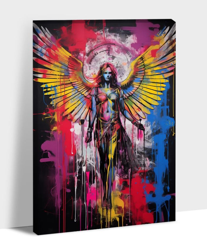 Photo 1 of ANRUOXI Fantasy Angel With Wings Graffiti Wall Art, Modern Trendy Room Wall Decor, Colorful Abstract Angel Canvas Print Picture Decor, Urban Graffiti Poster, Art Painting Artwork for Room 12" Wx18 H
16x24in