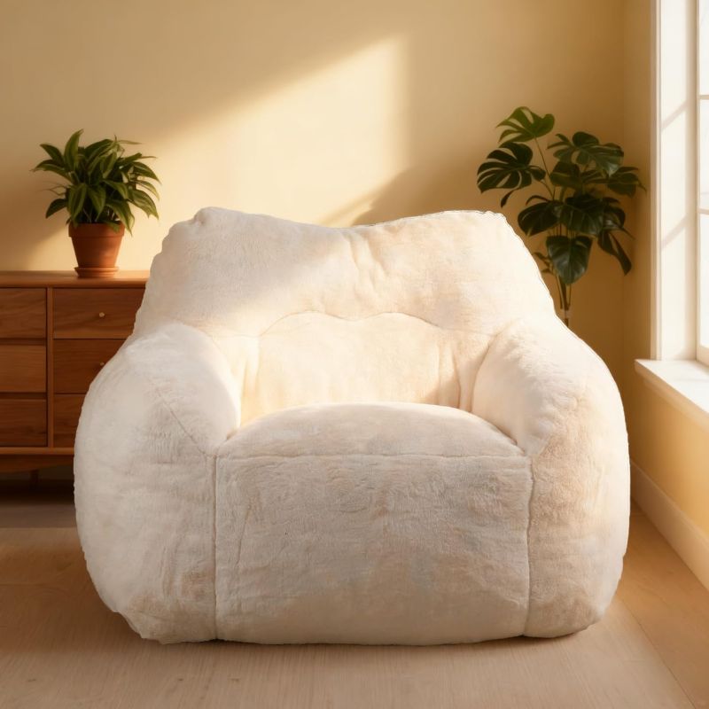 Photo 1 of Giant Plush Bean Bag Chair for Adults with Armrests, BeanBag Couch Filler with Memory Foam, Faux Fur Comfy Bean Bag Chair, Anti-Slip Accent Chair Gaming and Reading, 