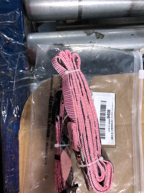 Photo 1 of ***Missing Harness*** EXPAWLORER Classic Plaid Puppy Harness - Small Dog Harness and Leash Set - Dog Collar and Leash Set with AirTag Holder, Soft Padded Step in Dog Vest Harness No Pull Reflective for Outdoor, Pink XS