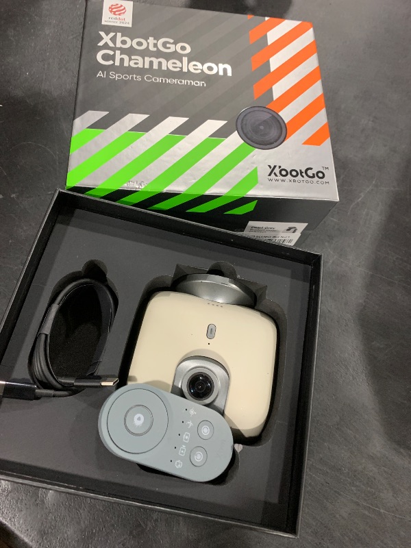 Photo 1 of XbotGo Chameleon AI Auto Sports Action Camera - 4K 60FPS Soccer Camera and Basketball Tracking Camera for Team Sports, Live Streaming, No Subscription, Works with iOS & Android (Pearl Grey)