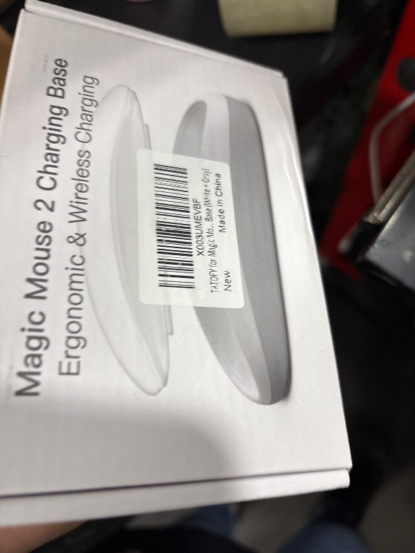 Photo 1 of TATOFY Mouse Charger Compatible with Magic Mouse 2 (Lighting) Grip with Wireless Charging Support, Ergonomic Base (White)