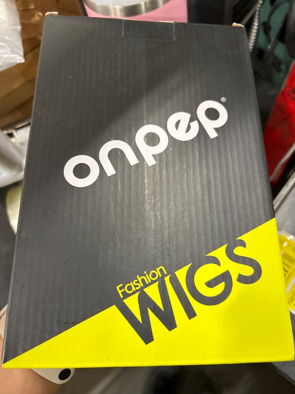 Photo 1 of Onpep Bob Wig with Bangs Darkest Brown Short Straight Wigs for Women Shoulder Length Heat Resistant Synthetic Natural Color Wigs