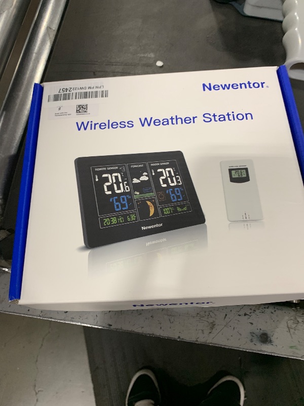 Photo 1 of Newentor Weather Station Wireless Indoor Outdoor Thermometer, Color Display Digital Weather Thermometer with Atomic Clock, Barometric Pressure, Forecast Station with Adjustable Backlight, Black