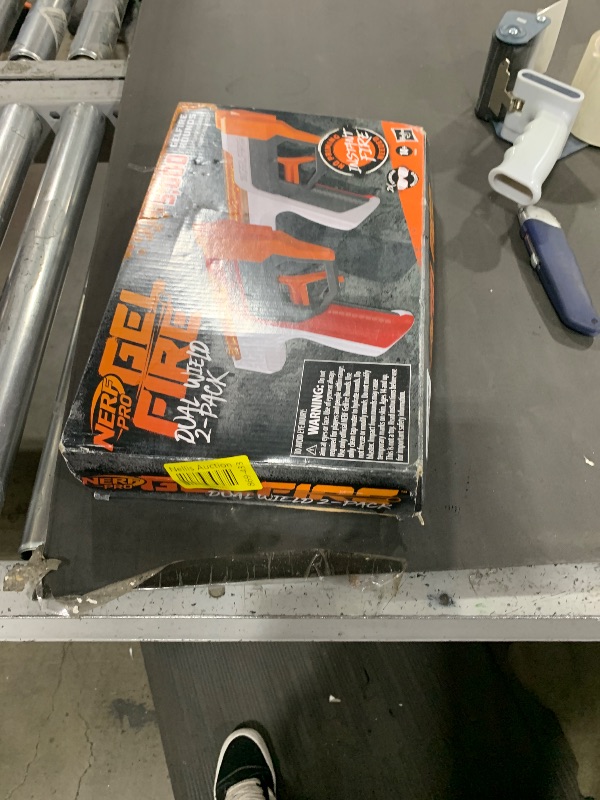 Photo 1 of Nerf Pro Gelfire Dual Wield Pack, 2 Blasters, No-Prime Firing, 5000 Gelfire Rounds, 2X 100 Round Integrated Hoppers, 2 Eyewear, Ages 14 & Up