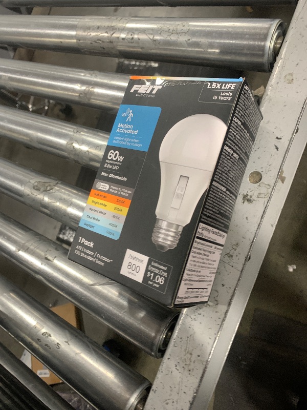 Photo 1 of Feit Electric LED Motion Sensor Light Bulb, A19 60W Equivalent, 5CCT, Non-Dimmable, E26 Medium Base, 90 CRI, 800 Lumens, Adjustable White, 15 Years Lifetime, OM60/5CCTCA/MM/LEDI