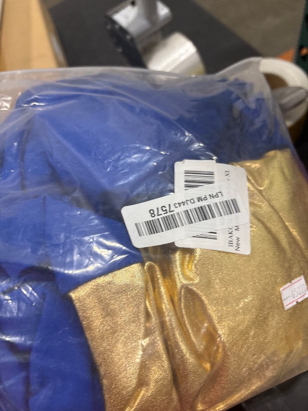 Photo 1 of IBAKOM Women's Gold Metallic High-Low Praise Dance Dress - Long Church Liturgical Worship Costume Tunic Lyrical Outfits Ballerina Ballroom Christen Prayer Costume - Blue XL