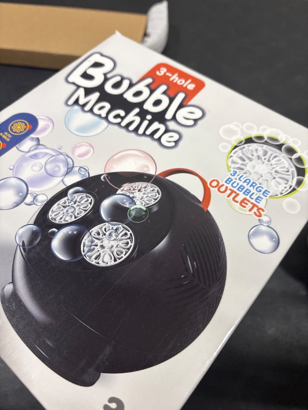 Photo 1 of Bubble Machine Automatic Spherical Bubble Blower for Kids Rechargeable Portable LED RGB Lights with 3 Speed Levels,Blow 30000+ Bubbles/Min Auto Rotating 45°/360° for Birthday Wedding (Crackle White)