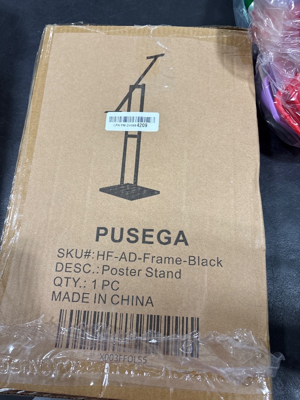 Photo 1 of Sign Holder, Heavy Duty Floor Banner Stand, Adjustable Floor Poster Stand, Metal Sign Stand, Poster Stands for Display Sign Holder Stand, Height Up to 42 Inches, 355° Rotation Display Stand(Black)
