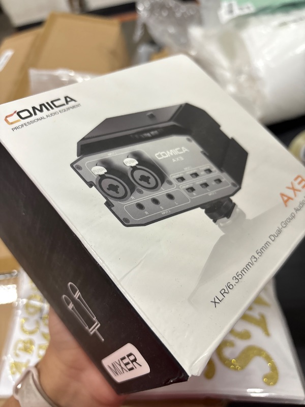 Photo 1 of Comica CVM-AX3 Audio Mixer, Dual XLR/3.5mm/6.35mm Mic Preamp 9V Phantom Power with Real-time Monitor for Interview Guitar Recording Canon Nikon DSLR Camera Camcorder