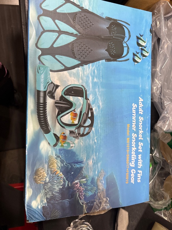 Photo 1 of Ubekezele Snorkeling Gear for Adults Men Women,4 in 1 Snorkel Set with Panoramic View Diving Mask Anti-Fog Anti-Leak,Dry Top Snorkel,Fins and Travel Bag for Swimming,Snorkeling and Travel Diving