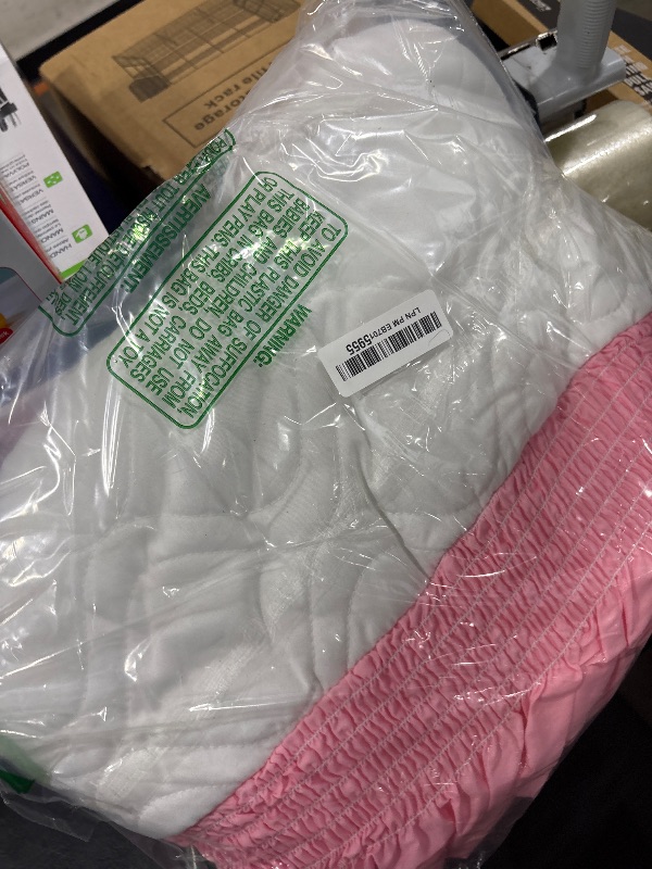 Photo 1 of Babykidsbargains Paradise Rainbow Pink Bassinet Liner Skirt and Hood, 13"x29"