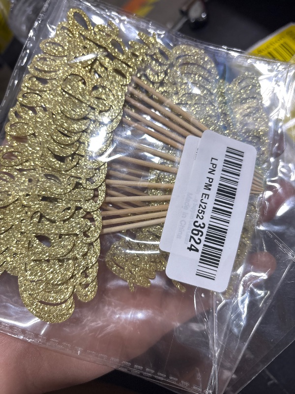 Photo 1 of Gyufise 24 Pack Gold Glitter Bunny Oh Baby Cupcake Toppers for Easter, Baby Shower, Wedding, Birthday